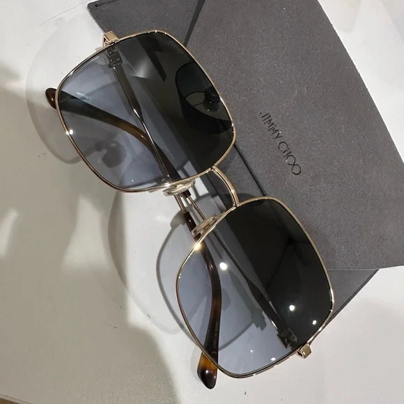 Jimmy Choo Gold Frame Sunglasses with Black Lenses display picture 1
